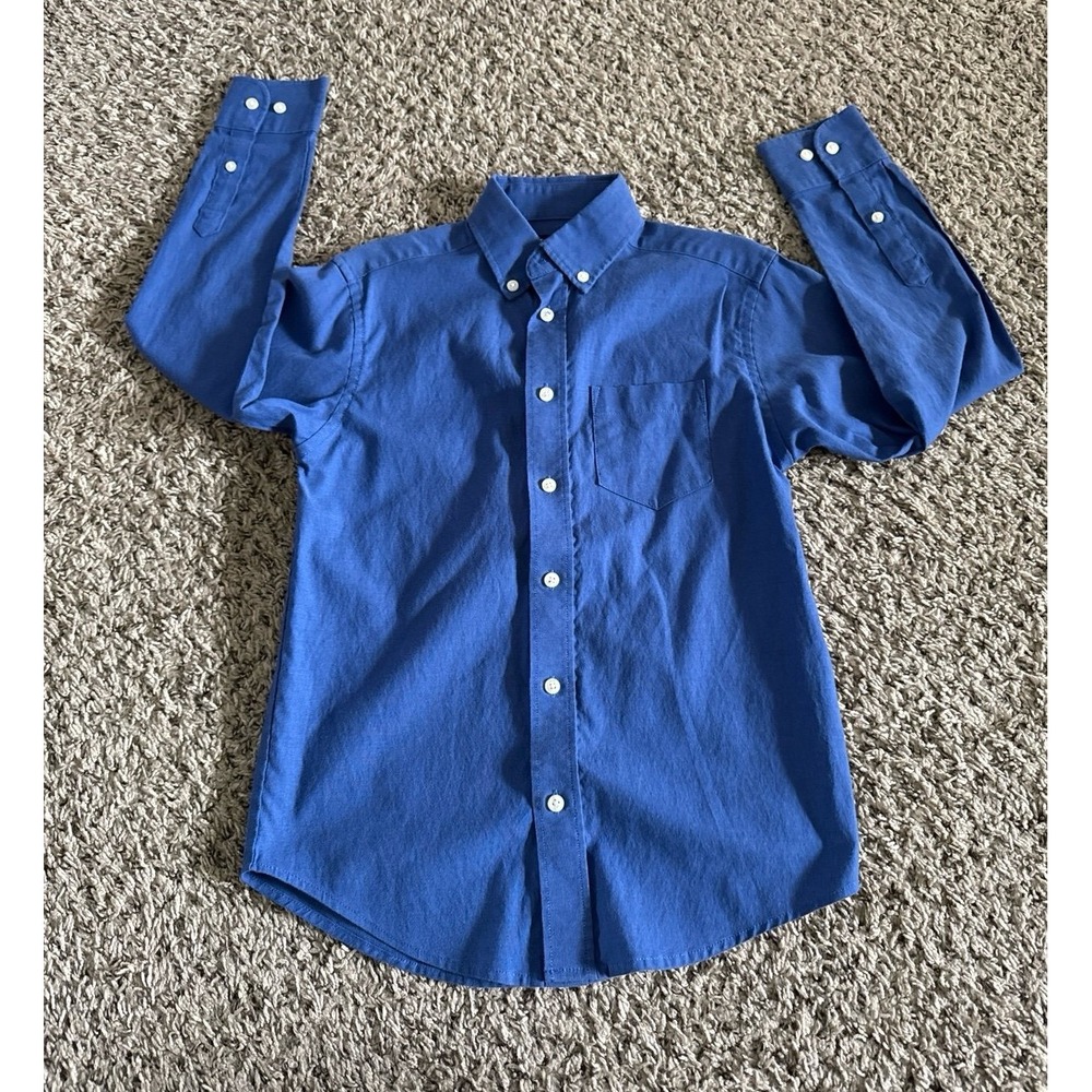Chaps Boys Blue Button Down Long Sleeve Shirt Size Small 8